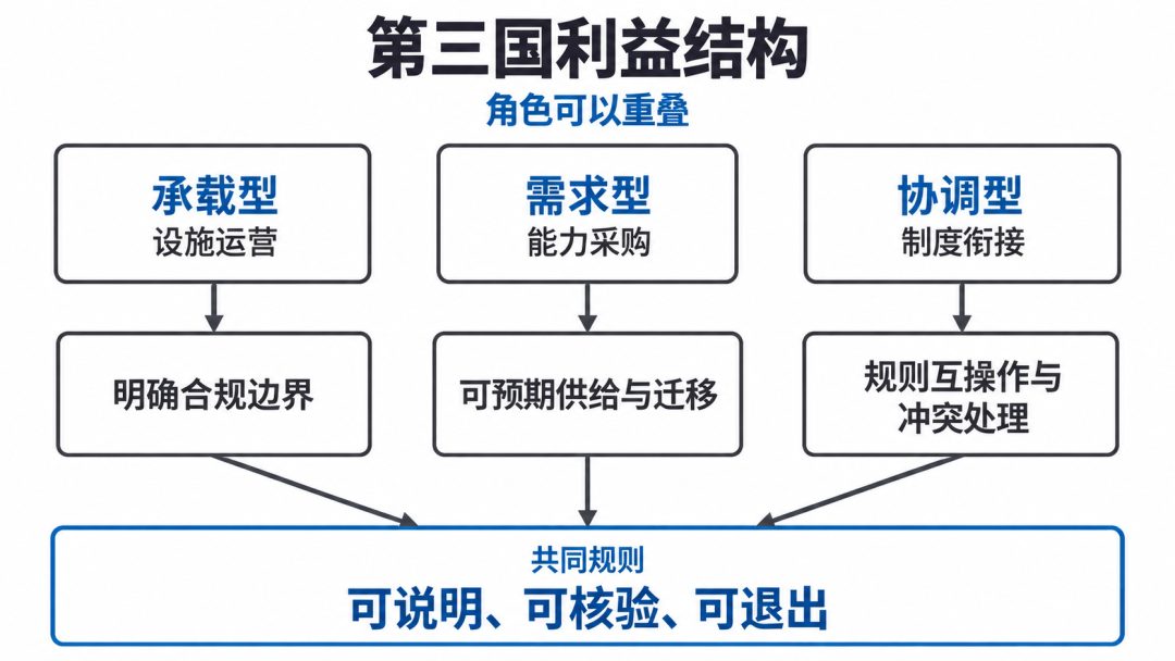 图4｜承载、需求和协调三种角色可以重叠，并从各自利益出发形成共同规则诉求。
